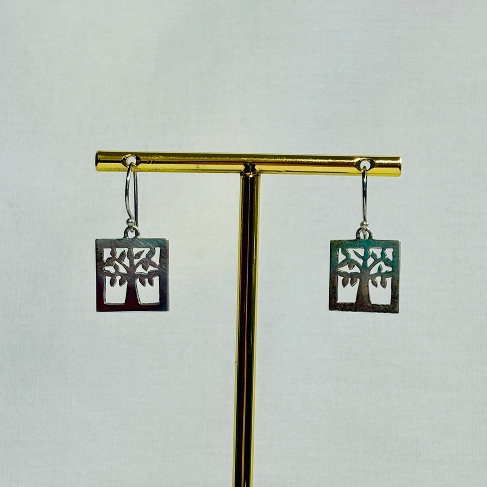 Silver Tree Cut-Out Earrings